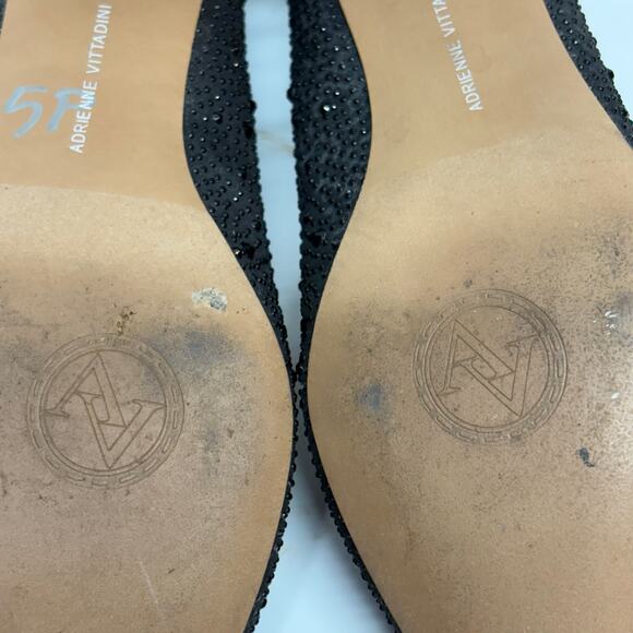 Adrienne Vittadini Fiona Pump Heels Woman 8 Black Beaded Block Heel Pointed Toe - Picture 11 of 14